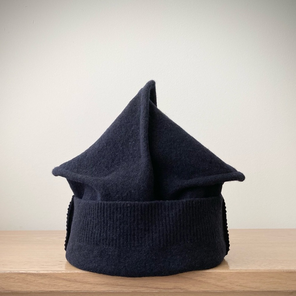 joodito origami crown 100% wool sweater hat bucket beanie cloche cap black